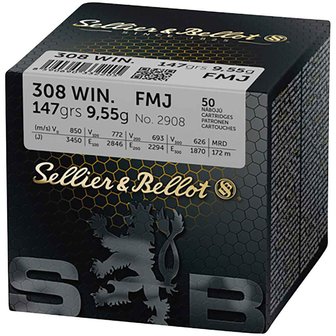 Sellier &amp; Bellot .308 Win 147Gr FMJ